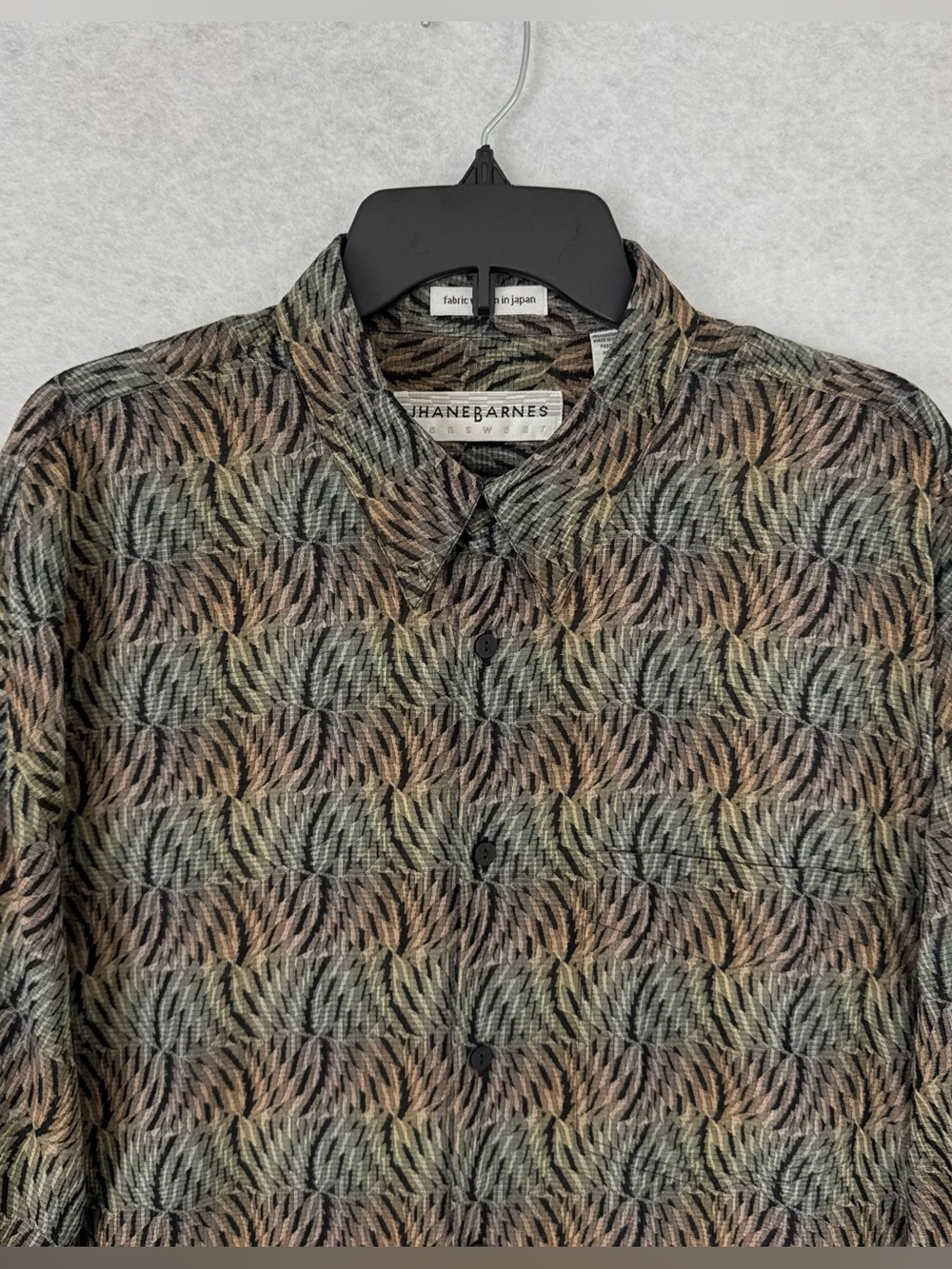 Jhane Barnes Mens Shirt XL Multicolor Geometric Abstract Japanese Fabric Date